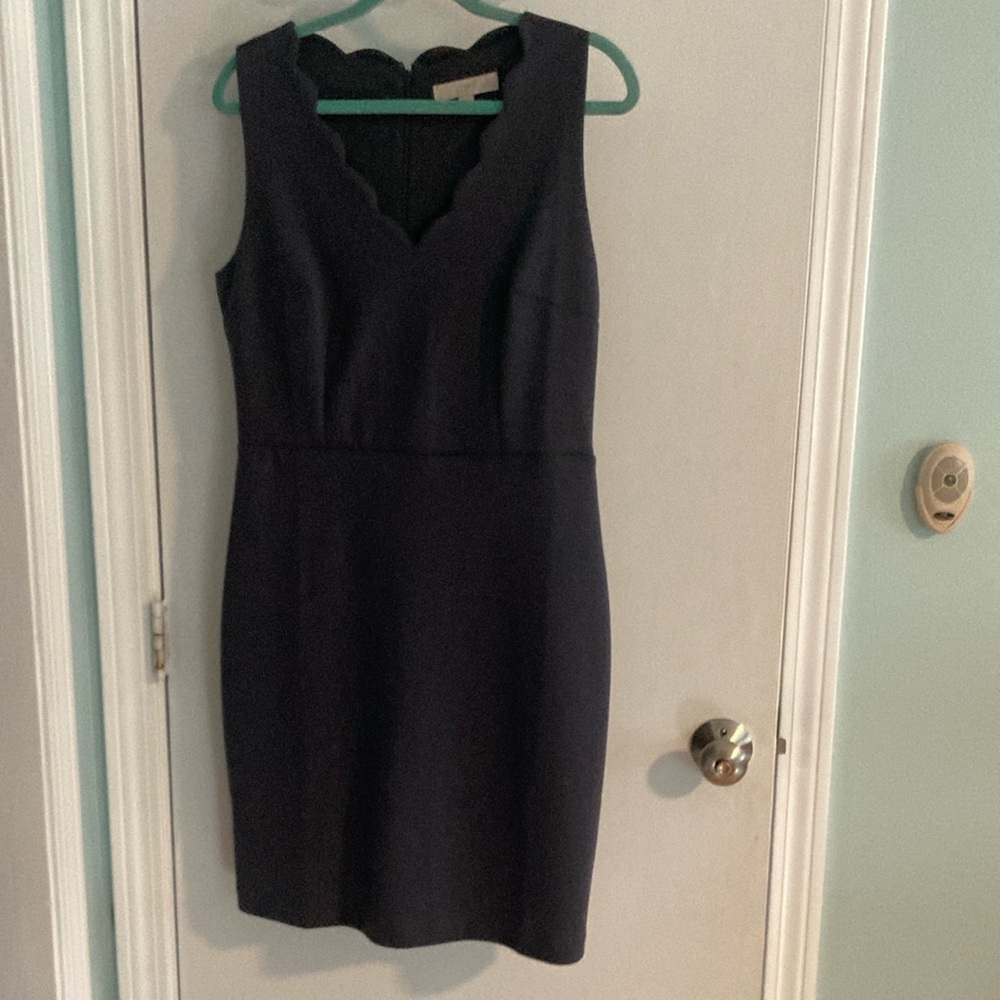LOFT Navy Scalloped Mini Dress